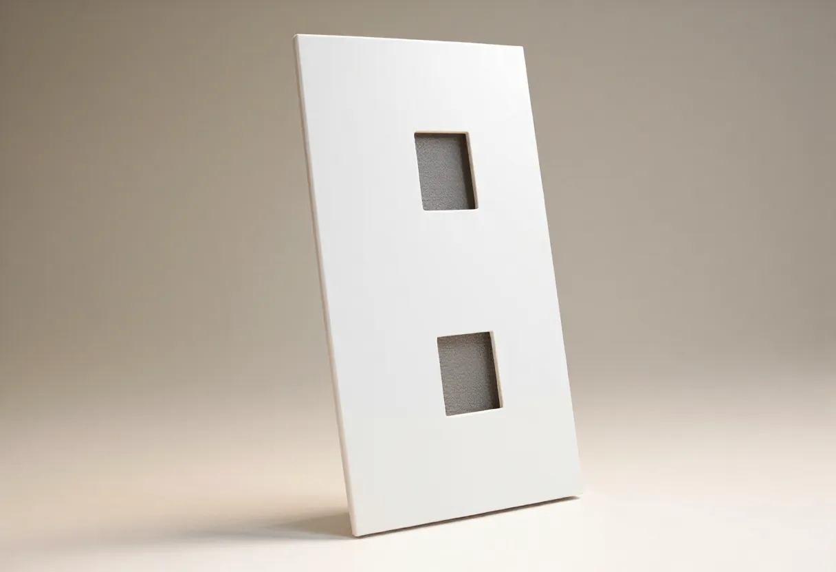 The Aerowatch sensor sits behind a white 2-gang grid cover plate with two small square openings.